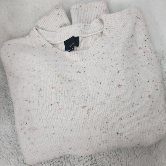 NWT Lumiere Confetti Speckled Wool Blend Dolman Sweater Pink Cream Long L - Picture 8 of 8